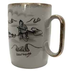 Eskimo Coffee Mug Inuit Life Scene Seal Hunter Pulling Seal Robert Mayokok